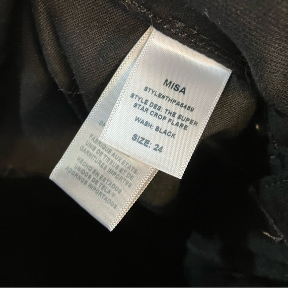Misa The Super Star Cropped Split Hem Grommet Flare Jeans in Black - Picture 9 of 10